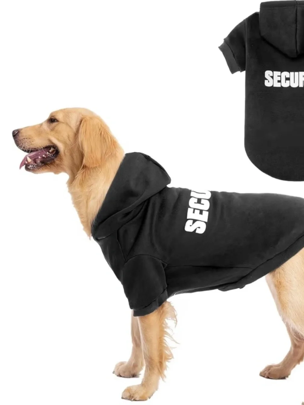 Security Dog Hoodie Large Black Funny Dog Sweater Fleece Pet Hoodie Coat